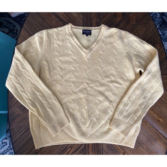 Dooney & Bourke Small Italy cashmere wool sweater yellow chamois - Picture 1 of 6